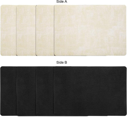 Myir JUN Placemats Set of 8, Dual Sided Faux Leather Placemats Place Mats Set of 8 Indoor for Dining Table Non-Slip Washable Heat Resistant Outdoor Table Mats (Set of 8, Black Cream)