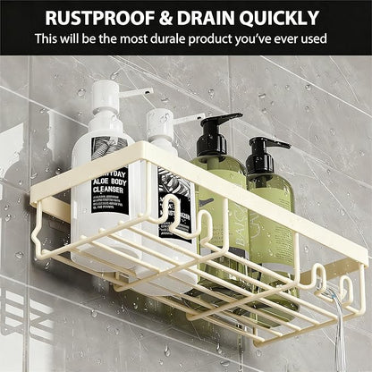 Moforoco Shower Caddy Shelf Organizer Rack, Self Adhesive Black Bathroom Shelves Basket, Home Farmhouse Wall Inside Organization and Storage Decor Rv Accessories, First Camper Apartment Essentials