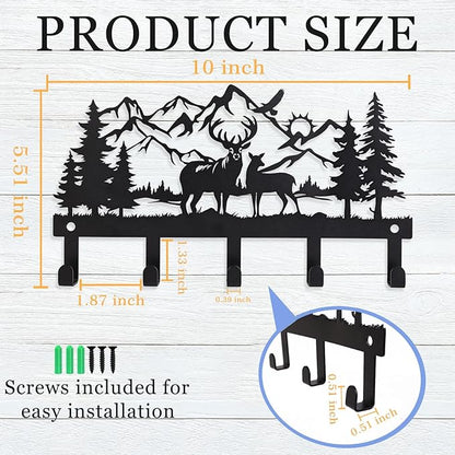 Deer Metal Key Holder for Wall, Key Holder Wall Mount, Key Rack, Key Hooks for Living Room, Hallway, Office