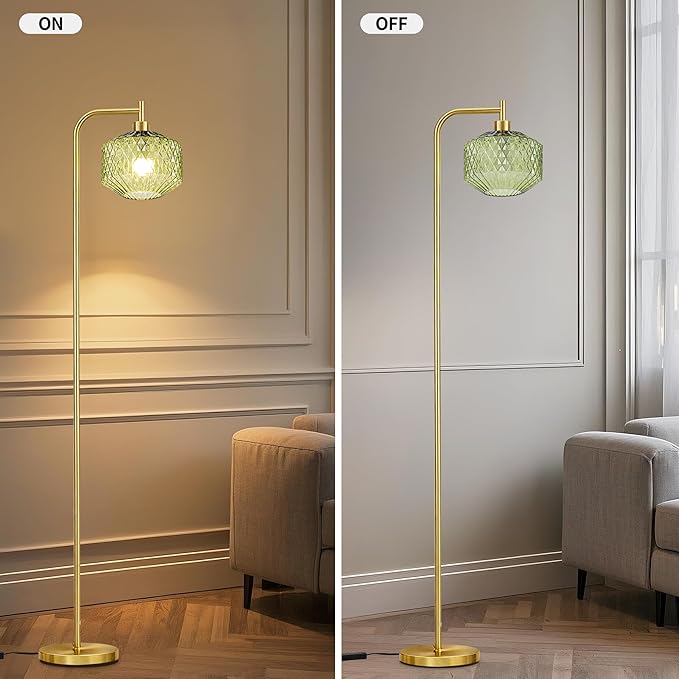 MAYNA Glass Floor lamp Living Room, Modern Vertical lamp, Remote Control Switch with Glass lampshade, 67-inch high lamp Suitable for Bedroom and Study (2700K LED Bulb Included)