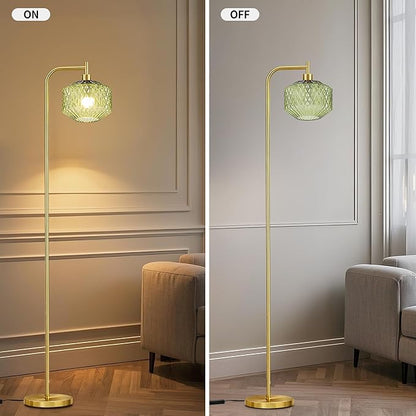 MAYNA Glass Floor lamp Living Room, Modern Vertical lamp, Remote Control Switch with Glass lampshade, 67-inch high lamp Suitable for Bedroom and Study (2700K LED Bulb Included)