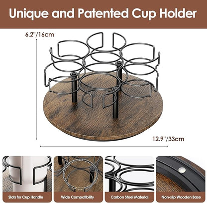 Water Bottle Organizer for Stanley 20/30/40oz, Rotating Cup Holder, Bottle Storage for Simple Modern Owala Yeti, Tumbler Lazy Susan, Vintage Brown