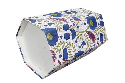 Generic 3.3 Gallon Cotton Hand Block Printed Paper Waste Basket |Small Decorative Trash Can for Housewarming Gifts in Living Room, Bedroom, Bathroom | Eco-Friendly, Plastic-Free (1, WHITE BLUE GREEN)