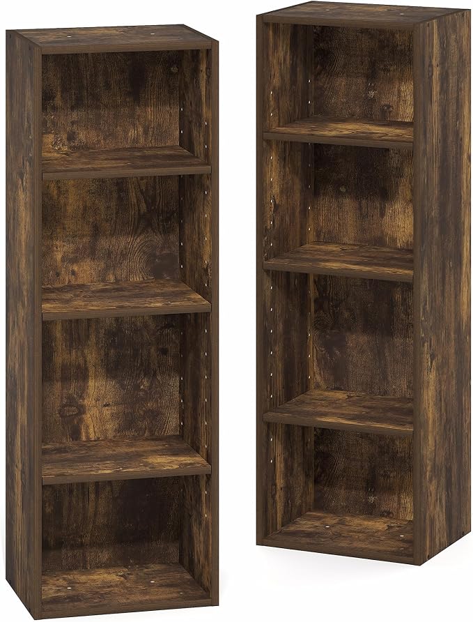 Furinno PASIR Book Shelf, 8-Tier Bookshelf, Bookcase with Open Shelf, 9.3 x 11.8 x 70.9, for Living Room, Bedroom, Home Office, Amber Pine