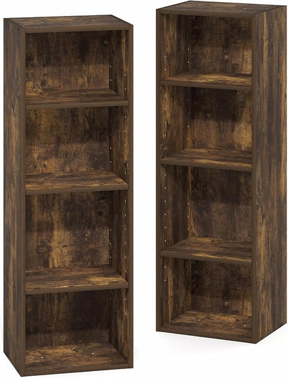 Furinno PASIR Book Shelf, 8-Tier Bookshelf, Bookcase with Open Shelf, 9.3 x 11.8 x 70.9, for Living Room, Bedroom, Home Office, Amber Pine