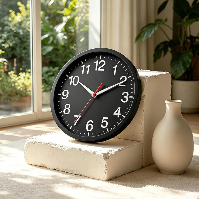 Rohioue Wall Clock Modern 8 Inch Battery Operated Silent Non Ticking Small Analog Clock Decorative for Bedroom Kitchen Bathroom Office Home