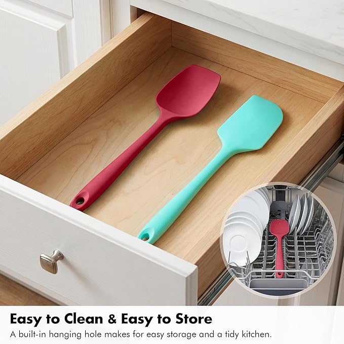 2 Pieces Silicone Spatula Set: Ironberry 600ºF Heat Resistant Food Grade Cooking & Baking Utensils, Kitchen Flexible Nonstick Rubber Scraper for Scraping, Mixing, Scrambling, Flipping (Multicolor 2)
