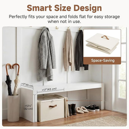 StorageWorks Shoe Organizer for Closet, Shoe Storage Cubby Containers with Adjustable Dividers and Clear Cover, Fits up to 16 Pairs, Foldable Shoe Storage Box for Closet, Entryway, Beige