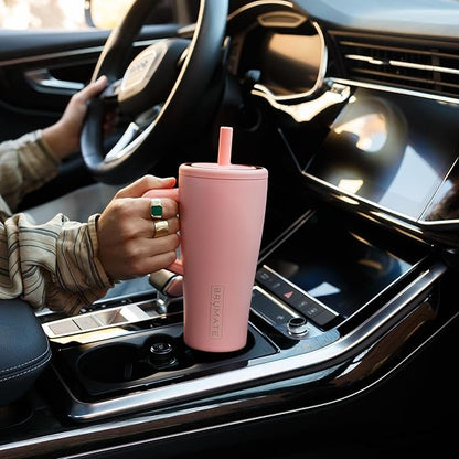 BrüMate Era 20 oz Tumbler with Handle and Straw | 100% Leakproof Insulated Tumbler with Lid and Straw | Made of Stainless Steel | Cup Holder Friendly Base | 20oz (Lilac Dusk)
