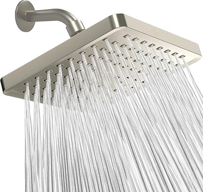 SparkPod Rain Shower Head, 8 Inch Square | High Pressure Shower Heads, 90 Nozzle (Touch-to-Clean), Adjustable Showerhead, No-tool Universal Connection