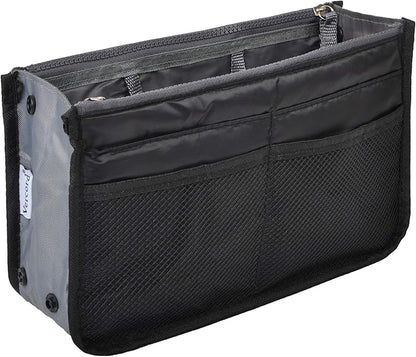 Vercord Purse Organizer Insert for Handbags Bag Organizers Inside Tote Pocketbook Women Nurse Nylon 13 Pockets Black Large