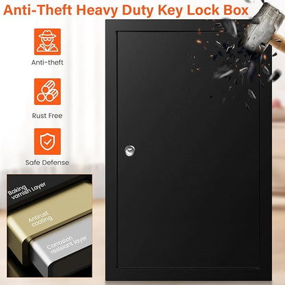 200 Keys Key Cabinet, Anti-Theft Key Lock Box with Key Tags, Adjustable Key Organizer Wall Safe for Car Office House Garage Rental Business