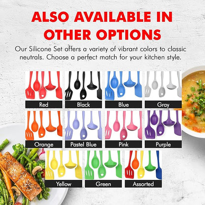 Chef Craft - Premium Silicone Kitchen Tools and Utensils Set, Non-Scratch, Withstands Temperatures up to 450°F, BPA-Free, 5 Piece Cooking Utensils Set, Pastel Blue