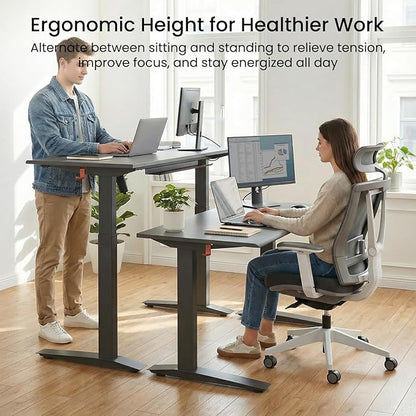 Autonomous Grey Electric Standing Desk 5 48×24 Inches, Adjustable Height Desk Stand Up Desk, Sit Stand 3 Memory Presets, Cable Tray for Home Office & Computer Workstation