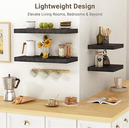 Vivelove 30 Inches Floating Shelves Wall Mounted, 10" Deep Wall Shelves for Bedroom, Bathroom, Living Room, Kitchen, Office, Home Decor, Modern Shelf, Set of 2, Black, 30x10.2x1.5
