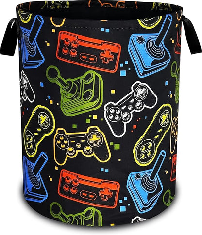 Game Consoles Laundry Basket Funny Colorful Oxford Cloth Laundry Hamper With Handle Foldable Portable Clothes Storage Basket 18.9 X 16.5 Inch Storage Bag For Laundry Room/Bathroom/Bedroom/Dormitories