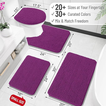OLANLY Large Bathroom Rugs 44x32, Extra Soft Absorbent Chenille Bath Rugs, Rubber Backing Quick Dry, Machine Washable Bath Mats for Bathroom Floor, Tub and Shower, Home Decor Accessories, Purple