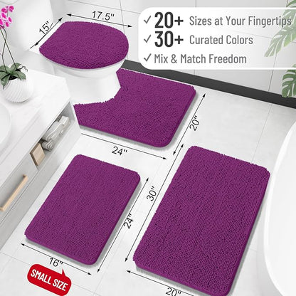 OLANLY Bathroom Runner Rugs 47x24, Extra Soft Absorbent Chenille Bath Rugs, Rubber Backing Quick Dry, Machine Washable Long Bath Mats for Bathroom Floor, Tub and Shower, Home Decor Accessories, Purple