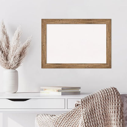 Amanti Art White Cork Board for Wall, 20x28 Vision Board with Brown Wood Frame, Medium Corkboard Office Decor for Home Organization, Rustic Farmhouse Corkboard Pinboard to display items for home