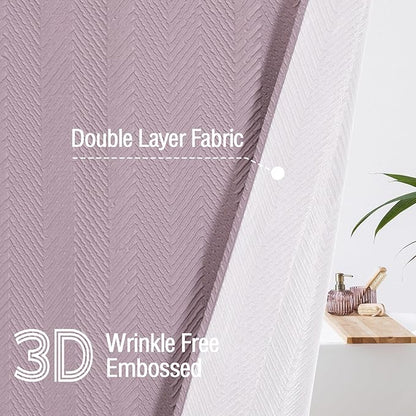 Gibelle Lavender Purple Shower Curtain for Bathroom, 3D Embossed Textured Fabric Shower Curtain, Modern Farmhouse Chic Soft Cloth Shower Curtain Set with Hooks, 72x72