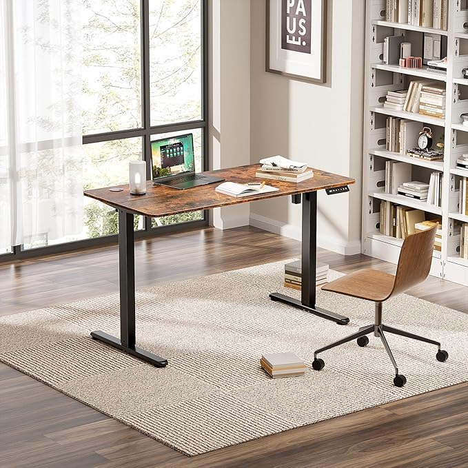 Electric Standing Desk 40 x 24 Inches, Height Adjustable Sit Stand Home Office Computer Desk with Memory Presets,Brown