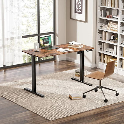 Electric Standing Desk 55 x 24 Inches, Height Adjustable Sit Stand Home Office Computer Desk with Memory Presets,Brown