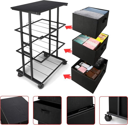 MAX Houser Dresser Storage with 3 Drawers, Fabric Dresser Tower, Vertical Storage Unit for Bedroom, Closet, Office, Black