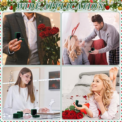 Thinkday 48 Pcs 2.13 x 2.01 x 1.54 in Velvet Ring Box Display Jewelry Storage Case for Christmas Wedding Engagement Gifts(Green)