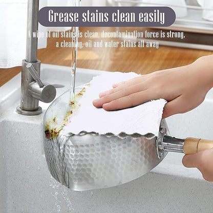 Sunny zzzZZ 24 Pack Kitchen Dishcloths - Does Not Shed Fluff - Reusable Dish Towels, Dish Cloths, Super Absorbent Coral Fleece Cleaning Cloths, Nonstick Oil Washable Fast Drying, 10 x 10 Inch (White)