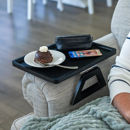 Shamrock Home Bamboo Trayble Couch Arm Table, Clip On Tray Sofa Table for Couches. Sofa Arm Tray for TV Dinners, Remotes, Drinks, Snacks and Small Spaces - 15.75 x 11inch, Black