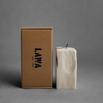 LAWA Raw Block Candle - Beautiful Handmade Pillar Scented Soy Wax Elegant Aesthetic Candle Housewarming Gift Home Room Shelf Decor Idea (Light Beige, Large)