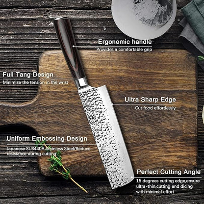imarku Nakiri Knife, Razor Sharp 7 Inch Multipurpose Vegetable Japanese Chef Knife, High Carbon Stainless Steel Meat Cleaver, Gyutou Knife with Ergonomic Handle, Fathers Day Gift for Dad