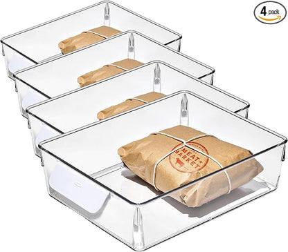OXO Good Grips Fridge Organization Bin 8 in x 10 in - for Deli Meats, Cheeses, Loose Fruits and More (Pack of 4)