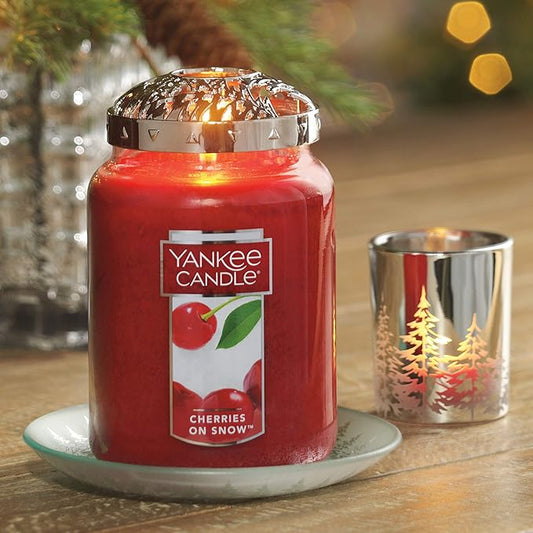 Yankee Candle Cherries On Snow Scented, Classic 22oz Large Jar Single Wick Candle, Over 110 Hours of Burn Time