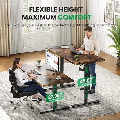 SIAGO Electric Standing Desk Adjustable - 71x30 Inch Sit Stand Desk with 1 Inch Thick Tabletop, Double Beam Frame, 3 Memory Height Adjustment, Cable Management for Home Office
