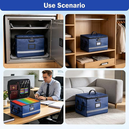 EXLIFBAG File Organizer, Fireproof File Box with Lids, Important Document Organizer Box with Lock, Portable File Folder Organizer with Handle