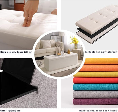 CUYOCA Storage Ottoman Bench Foldable Seat Footrest Shoe Bench End of Bed Storage with Flipping Lid, 75L Storage Space, 30 inches Velvet Pink