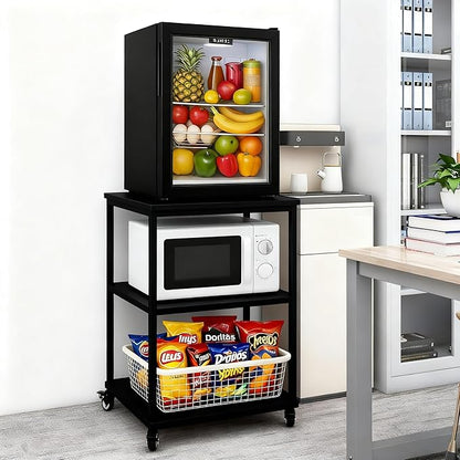 Heavy Duty 3-Tier Printer Stand with Locking Wheels, 23.6"x18.9" *31.5" Large Printer Table Shelf, Holds 100 lbs per Shelf - Fits Most 60" Desks, Perfect for Office, Home, Laser Printer or Mini Fridge