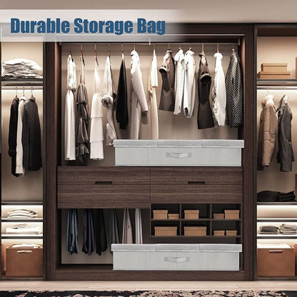 Supowin Underbed Storage Containers Bin with Lids, Large Under Bed Storage Organizer Box with Handle, Foldable Under the Storage Bags for Organizing Clothes, Shoes, Blankets, Pillows