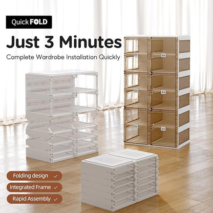 ANTBOX Foldable Shoe Rack,Shoe Organizers for Closet Plastic Shoe Storage Box For Entryway,Living Room,Large Sturdy Stackable Sneaker Cabinet Bins With Magnetic Clear Door 6 Tiers 12 Pairs