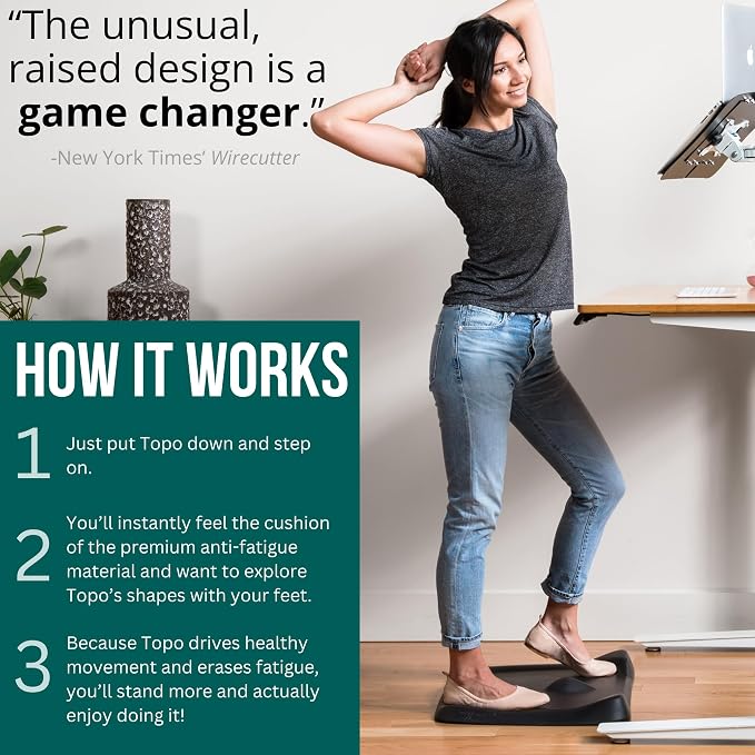 Standing Desk Mat - Topo Mini by Ergodriven | The Smaller Not-Flat Anti-Fatigue Standing Desk Mat with Calculated Terrain | Ultra-Thick Premium Comfort Foam, Durable, No PFAs or PVC | Obsidian Black