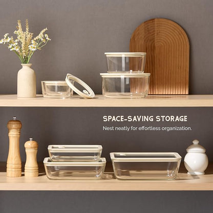 Vase and Vessel Non-Toxic Glass Storage Container Set, Borosilicate Glass, Tempered Glass Lids, Baking Pan, Airtight, Vented, Microwave, Oven & Dishwasher Safe, (Rectangular, Set of 3)
