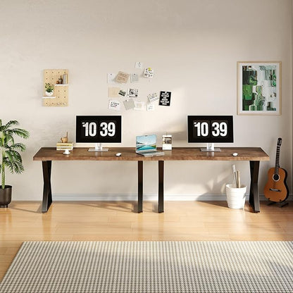 Rustic Brown 55-inch Solid Wood Computer Desk - Modern Gaming Workbench for Home Office, Modern Simple Design, Ideal for Study, Writing, Dining