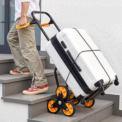 VEVOR Stair Climbing Cart, 770 lbs Stair-Climbing Capacity, Heavy-Duty Folding Trolley Cart with Telescoping Handle, 6 Wheels and 2 Bungee Cords, Stair Climber Dolly for Home, Groceries, Warehouse