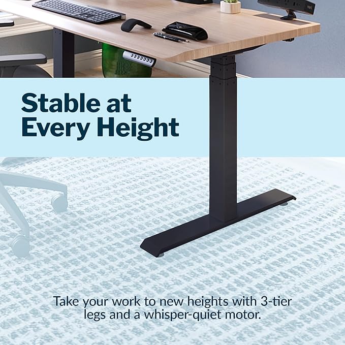 Vari ComfortEdge 48x30 Inch Adjustable Electric Standing Desk – Sit Stand VariDesk with Memory Presets, Sloped Edge, 220 LB Capacity + Tool-Free Assembly (Light Wood Top/Black Legs)