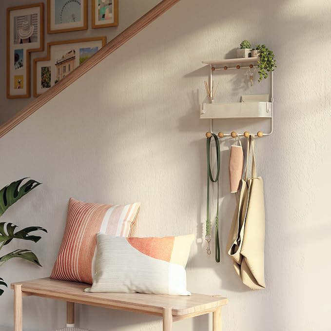 Umbra Estique Entryway Organizer with Hooks and Shelves, W/Shelf, White (Pack of 3)