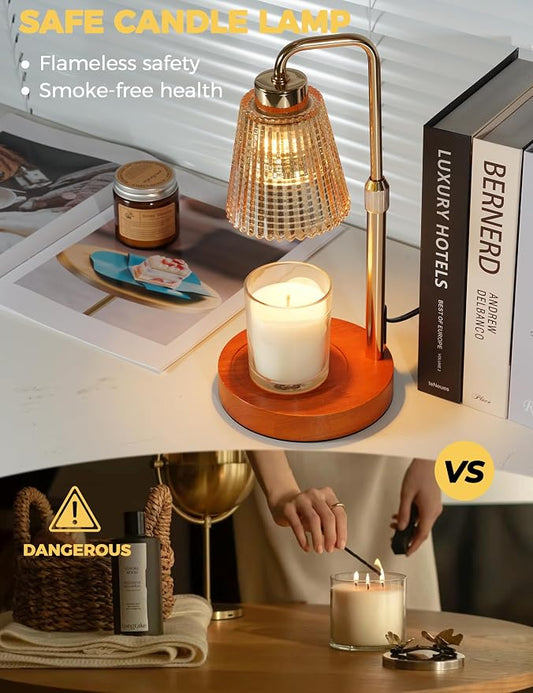GODONLIF Gold Candle Warmer Lamp with Cycle Timer, Birthday Gifts for Women Mom Her, House Warming Gifts New Home Room Decor, Wax Melt Warmer for Jar Candles with 2 Bulbs