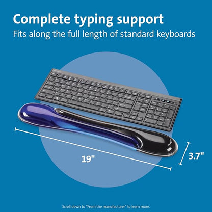 Kensington Duo Gel Wrist Rest for Keyboard, Wrist Pad for Keyboard, Ergonomic Keyboard Wrist Pad, Computer Keyboard Pad with Wrist Support, Cooling Gel, Non-Skid Backing, Blue K62397AM, 19" x3.7