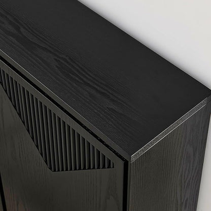 LKTART Mid Century Modern Sideboard Buffet Storage Cabinet with Doors and Shelves,Wood Coffee Bar Storage Cabinets for Kitchen, Dining Room, Living Room-Black