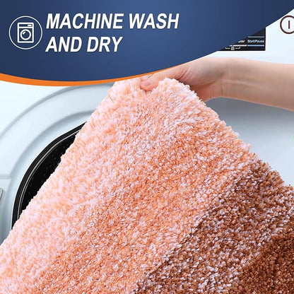 OLANLY Bathroom Runner Rugs Mat 59x24, Extra Soft Absorbent Microfiber Bath Rugs, Rubber Backing, Quick Dry, Washable Long Bath Mats for Bathroom Floor, Tub and Shower, Home Decor Accessories, Orange
